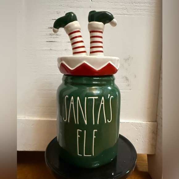 Rae Dunn Green Santa's Elf Holiday Canister - Picture 1 of 1